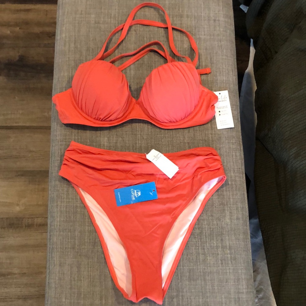 Two-piece coral bikini (small) from Cupshe